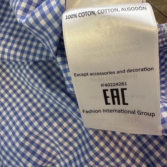 Eden Park Paris XL Blue and White Gingham LS Button Down‎ Shirt - Picture 8 of 9